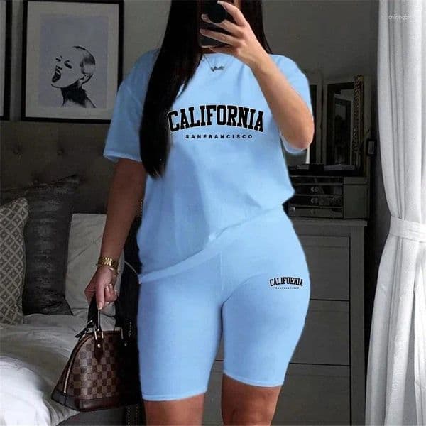 Women's Tracksuits Womens Summer Tracksuit Print T-Shirt Shorts 2 Piece Sets Fashion Sportswear Clothing Luxury Casual Jogging Short Sleeve