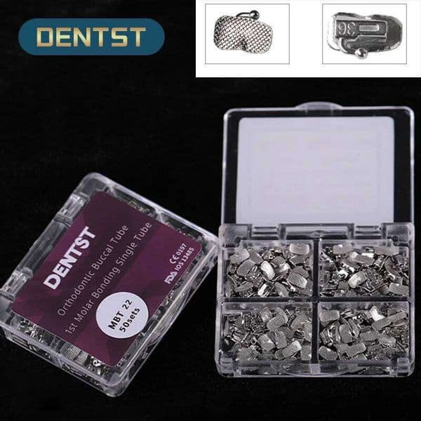Dentst 50Sets/200Pcs Ental Orthodontic 1St 2Nd Molar Non-Convertible Ondable Buccal Tubes 0.022 Roth MBT Mesh Base