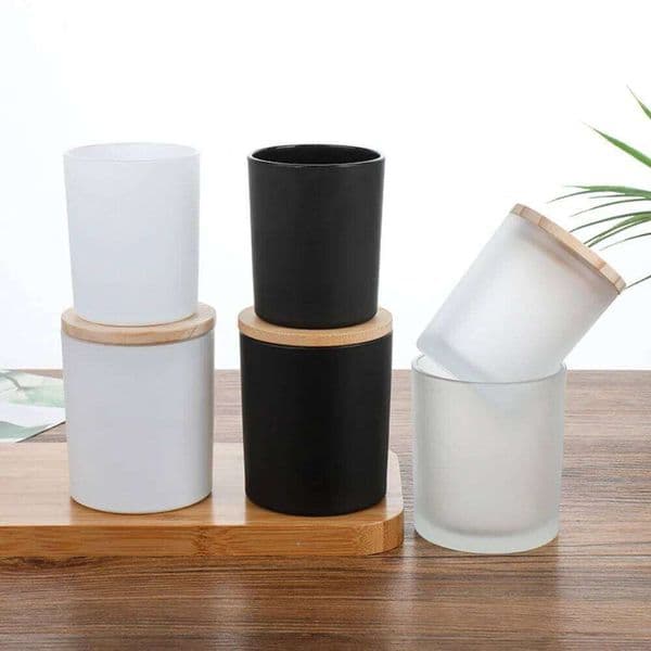Wooden Cover Glass Jars Matte Finish Pen Containter Candle Making Tools Candlestick Decor DIY Scented Jewelry Storage Cup 32654
