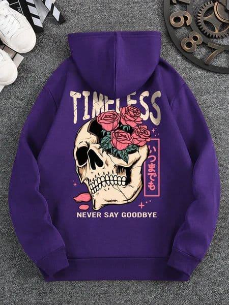 Mens Slogan and Skull Print Hoodie Versatile Comfortable Everyday Sweatshirt 2024 Spring Autumn Long Sleeve S3XL 250708