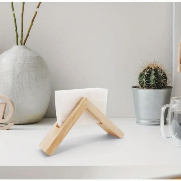 1PC Vertical Tissue Holder Kitchen Wood Paper Holders Storage Accessories Paper Stand Decorative Napkin Holders For Dining Table