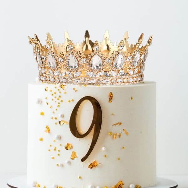 Large Crown Cake Topper for Adult Kids Boy Girl Birthday Party Cake Decoration Wedding Metal Gold Silver Pink Crystal Crown