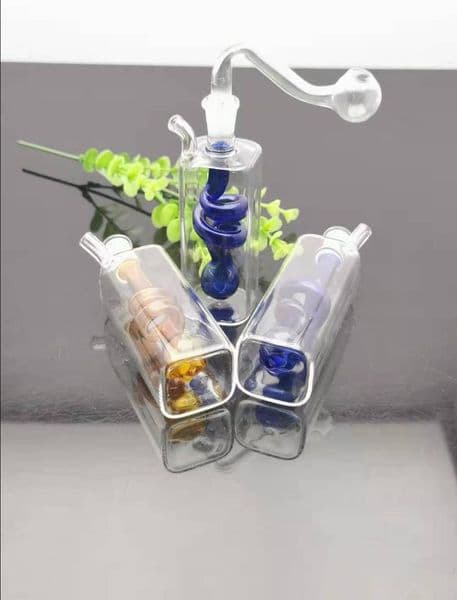 Hookah Bong Glass Oil Burner Water Smoke Pipes New mini square tube coiled glass hookah