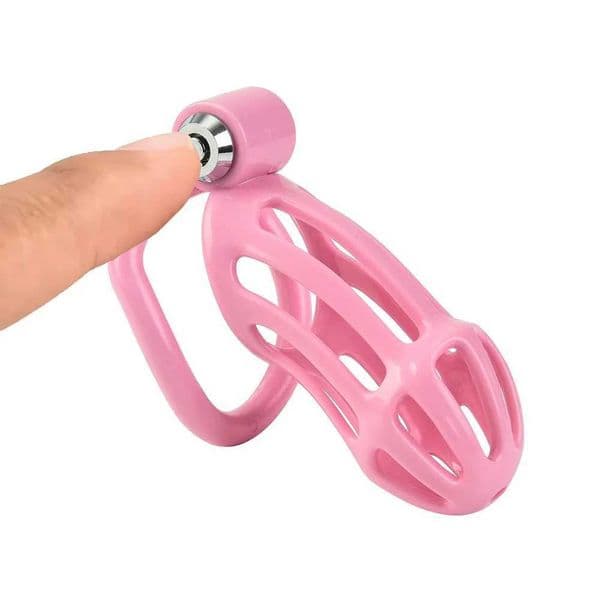 Pink Male Penis Cage with 5 Cock Rings Set Long Penis Bondage Bird Chastity Cage Belt Cock Ring Slave Restraint Man Sex Toy