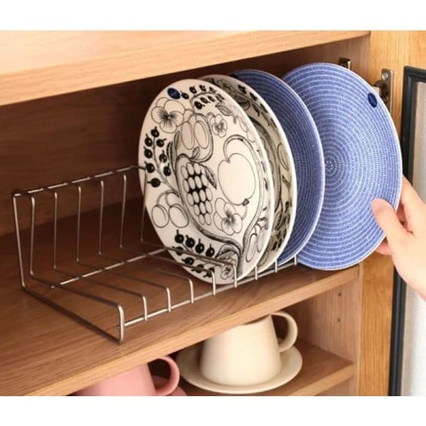 1pcs Stainless Steel Dish Rack Kitchen Organizer with Utensil Holder & Drain Board Space Saving Countertop Storage