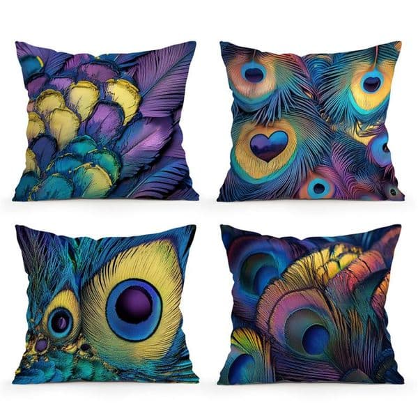 Colorful Peacock Feathers Pattern Pillow Case Pillowcase Home Decor Pillow Covers For Home Bedroom Sofa Cushion Cover Washable