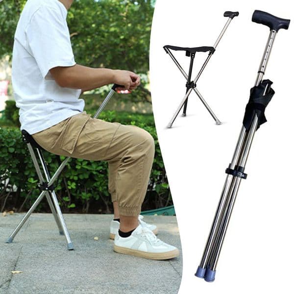 2026 Foldable Cane Easy To Carry Seat Portable Stool Folding Chair Non Slip Handle Super Light Stick For Outdoor Walking Free Shipping
