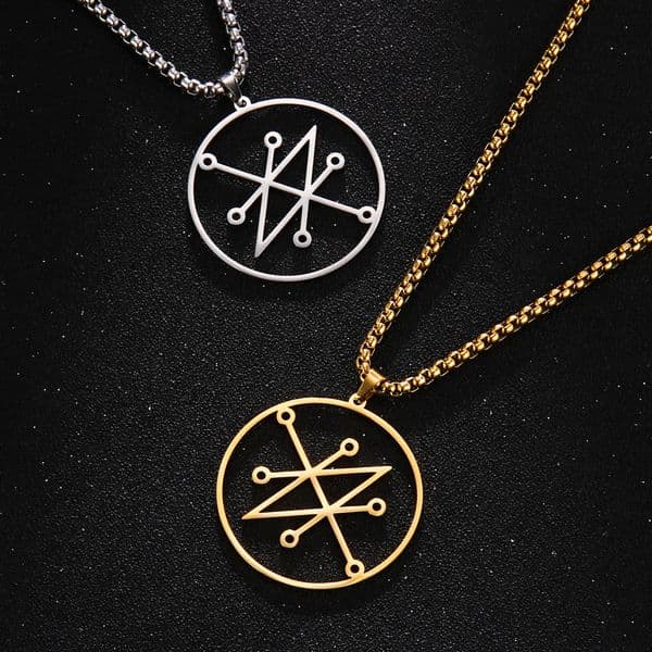LIKGREAT Azazel Sigil Pendant Necklace Stainless Steel Devil Charm Necklaces Women Men Demonic Symbol Sign Occult Amulet Jewelry