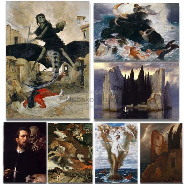 Swiss Symbolist Painter Arnold Bocklin Works Poster Island of the Dead Prints Canvas Painting Wall Art Pictures Home Room Decor