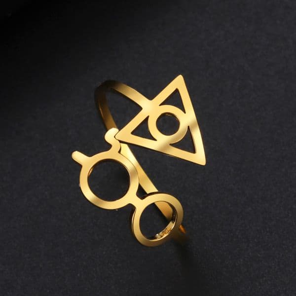 COOLTIME Fashion Rings Female Lightning Scar Harri Glasses Deathly Hallows Rings for Women Girl Party Gift Jewelry Wholesale
