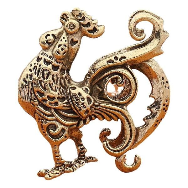 Vintage Copper Big Cock Flowers Bronze Ornaments Solid Pure Brass Animal Chicken Figurines Study Desktop Decorations Home Decor