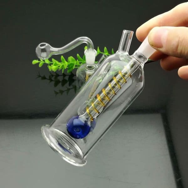 Smoking Pipes New mini-portable glass cigarette kettle with wire tray Wholesale Bongs Oil Burner Pipes