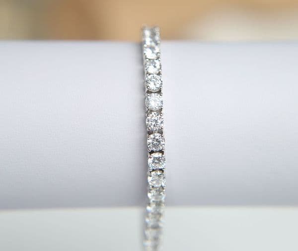 Fashion Hip Hop Men's Bangle Bracelet with Zircon Beads - Silver Crystal Tennis Chain