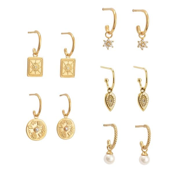 CRMYA gold-plated Tiny Summer Flower Sun Coin Stars Zircon Drop Hoop Earrings For Women Wedding Fashion Jewelry Wholesale