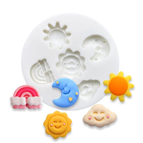 Rainbow Moon Sun Cloud Silicone Cake Baking Mold Sugarcraft Chocolate Cupcake Resin Tools Fondant Decorating Tools