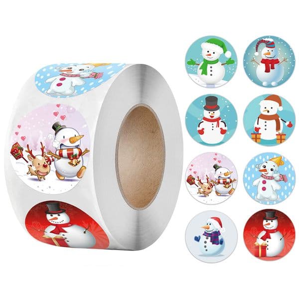 500PCS CHRISTMAS Stickers Snowman Stickers Printable Label Stickers 8 Patterns Cartoon Reward Stickers Children Toys Gifts