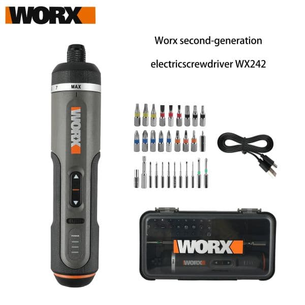 WORX WX242 4V Cordless Electric Screwdriver Kit - Compact Smart Power Tool with Lithium-Ion Battery, USB Rechargeable, 30-Piece Bit Set & Full Drill/Driver Mode Capabilit