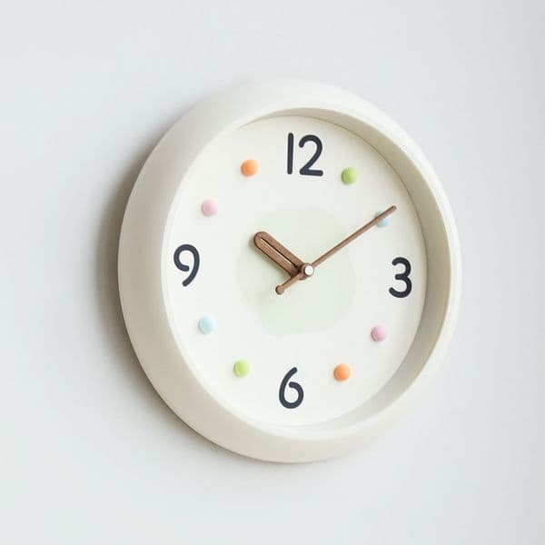 Modern Simple Cute Cream Style Clock Home Creative Clock Wall Decoration New Living Room Wall Clock Light Green / Khaki K260209