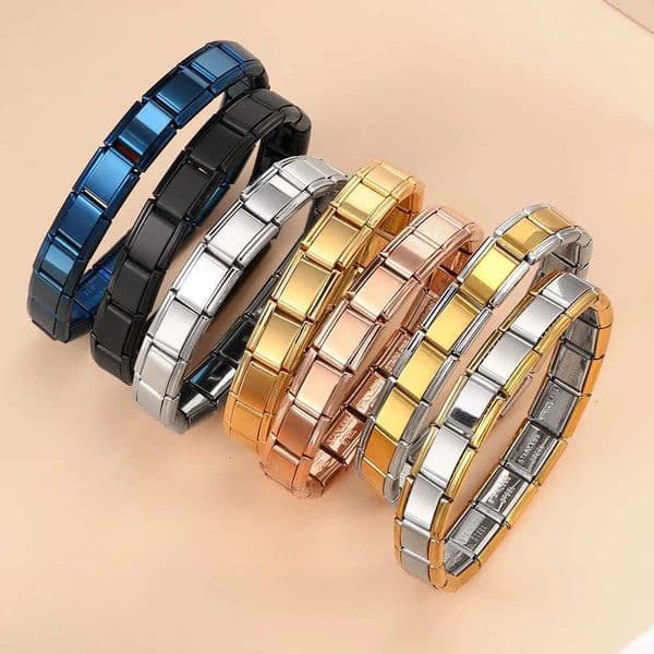 9mm Width Italian Charm Bracelet Fashion Stainless Steel Bangle Elastic Link Chain High Quality Factory DIY W250709