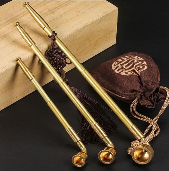 Smoking Pipes Pure brass cigarette bag, old-fashioned stretched copper cigarette rod, thickened cigarette bag pot