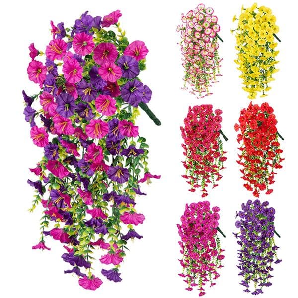 Large Artificial Hanging Flowers Morning Glory UV Resistant Outdoor Hanging Giant Plants Balcony Yard Garden Wedding Party Decor