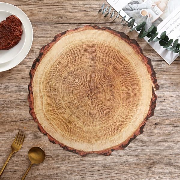 Waterproof Wood Grain Placemats Realistic Natural Nordic Style Placemats Stain-Resistant Elegance Tableware Pads Outdoor Events