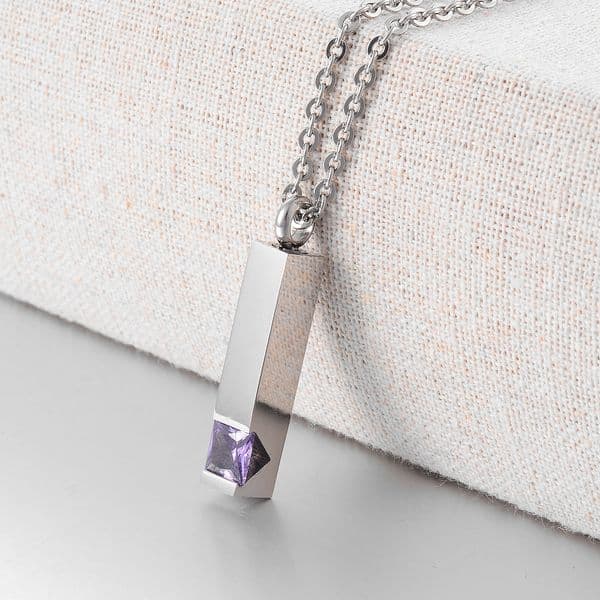 Stainless Steel Tube-Shaped Personalized Male And Female Purple Element Pendant With 50cm Necklace