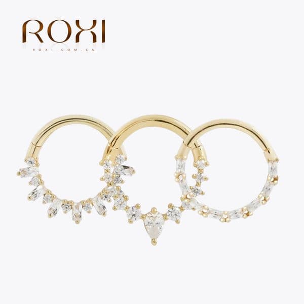 ROXI 925 Sterling Silver Microinlaid Cubic Zirconia Cartilage Pierced Earrings For Women Men Sexy Body Nose Ring 1 Piece Jewelry