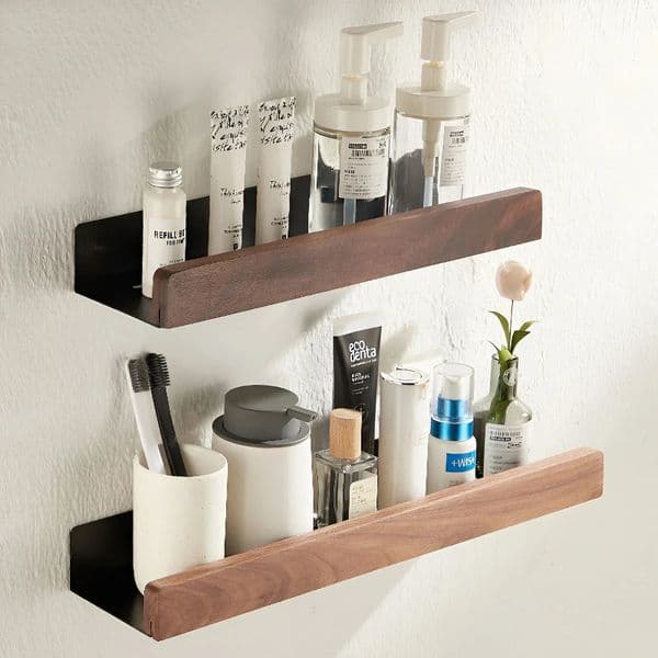 Black Walnut Wood Bathroom Storage Shelf Wall Mounted Toilet Non Perforated Bathroom Storage Rack Bathroom organizer 250707