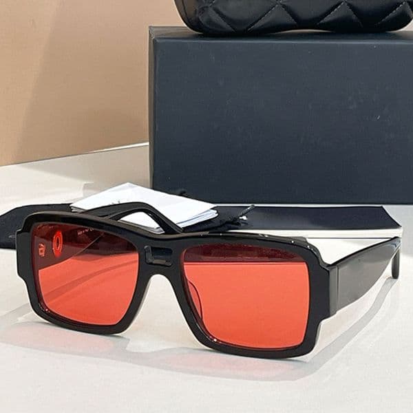 Pilot Womens Sunglasses UV400 Luxury Large Frame Mens Glasses 3481 Black Acetate Frame Red Lens Goggles Fashionable and trendy man driving glasses with the box