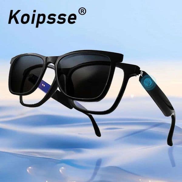 Koipsse Smart Glasses With Microphone Fashion Wireless Call Sports Sunglasses 2 In 1 High-Tech Music Playback Anti-Blue Light UV