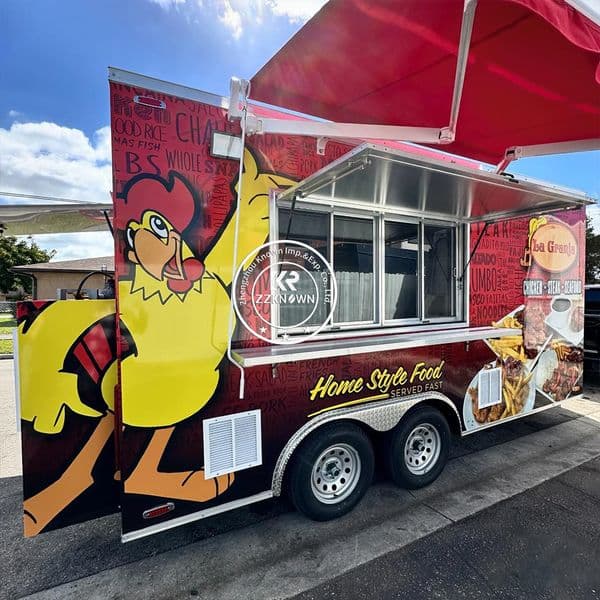 Customized Street Fast Food Truck With Wheels Food Mobile Coffee Bar Manufacture Street Restaurant Mobile Catering Trailer