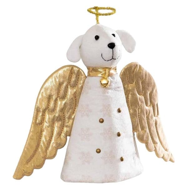 Christmas Dog Angel Tree Topper Cute Tree Top Desktop Ornaments for Party Holiday Decoration Supplies