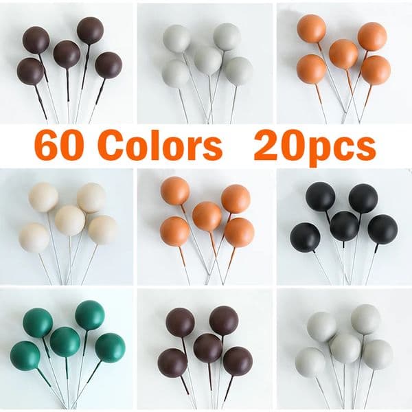 20Pcs Balls Cake Toppers Boho Birthday Metal Glitter Balls Cake Topper for Baby Shower Wedding Party Cupcake Cake Decorations