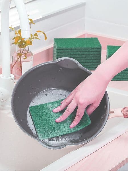 5pcs-Scouring Pad Dish Scrubber Scouring Pads Green Reusable Household Scrub Pads Carpet Cleaning Solution Fiber Brush to Clean