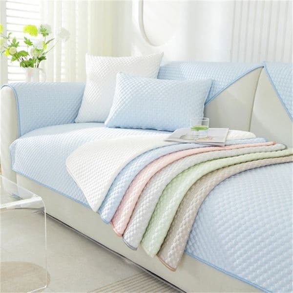 White Summer Ice Silk Sofa Cover Universal Non-slip Sofa Mat Cool Feeling Cushion Sofa Towel Couch Slipcovers for Living Room