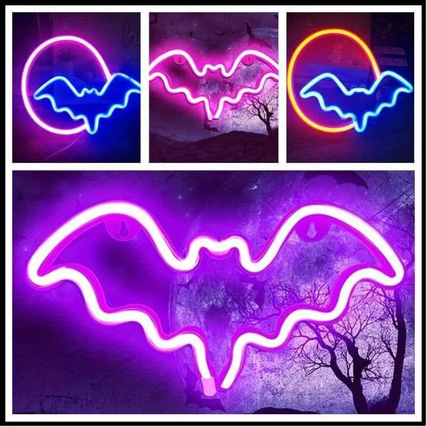 Halloween Decoration Lamp LED Moon Bat Neon Lamp Festival Neon Light For Bedroom Party Wall Home Hanging Decor Adult Kid Gift Z250710