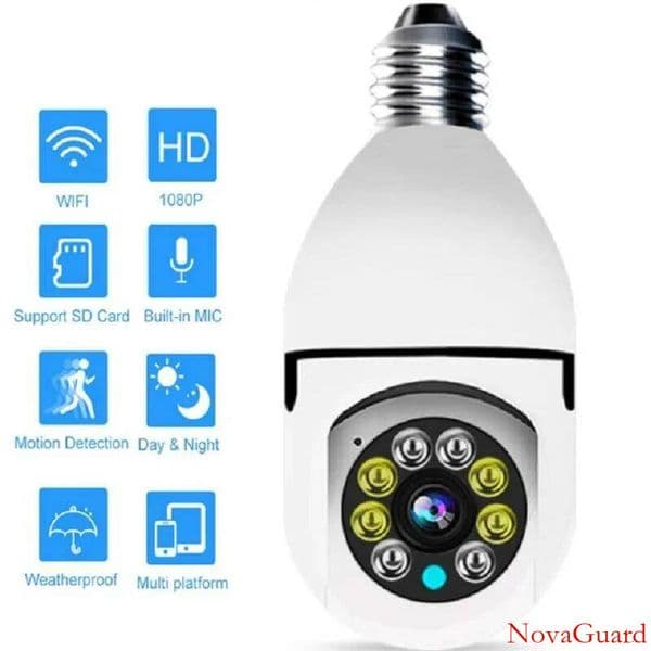 5G E27 LED Bulb Full HD 1080P Wireless Home Security WiFi CCTV IP Camera Two Way Audio Panoramic Night Vision