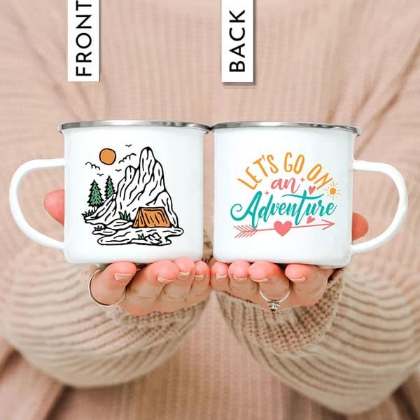 Outdoor Enamel Water Cups, Camping Mug, Campfire Party, Beer Coffee Mugs, Mountain Handle Mug, Best Gifts for Camper Lovers