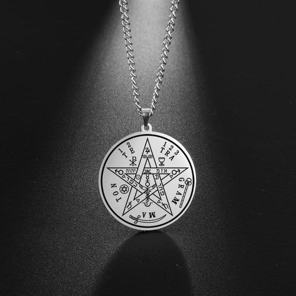 VASSAGO Hebrew Esoteric Tetragrammaton Name of God YHWH Pentagram Stainless Steel Pendant Necklace Jewelry Gifts