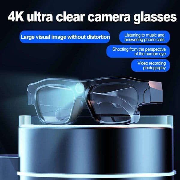 Bluetooth Glasses, 4K High-Definition Video Bicycle Dash Cam, Mini Sports Glasses Camera, Polarized Sunglasses