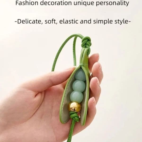 Fashion High-End Pea Pendant Handmade Leather Pea Keychain Green All-match Style Pea Bag Charm Trendy Accessory 250709