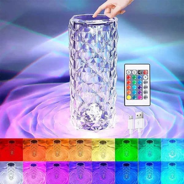 RGB Remote Control Acrylic Crystal Desk Lamp Indoor Touch Atmosphere Rose Crystal Table Lamp Decorative Night Light Z250710