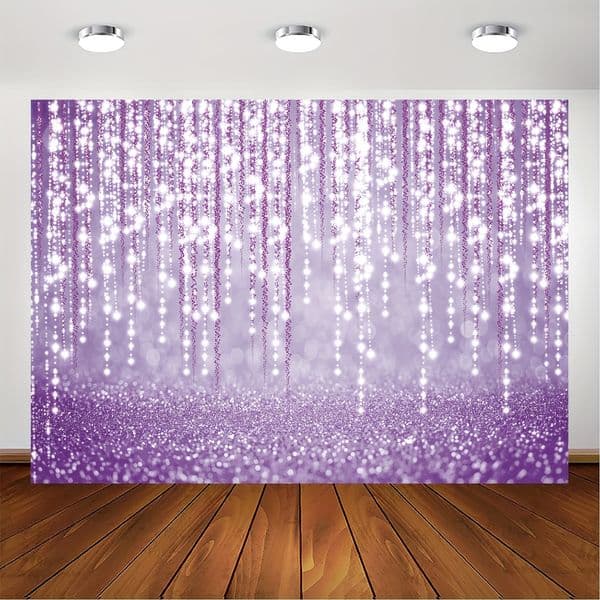 Purple background Birthday party photo Purple sequin bokeh party event Decorated portrait photo booth photography background