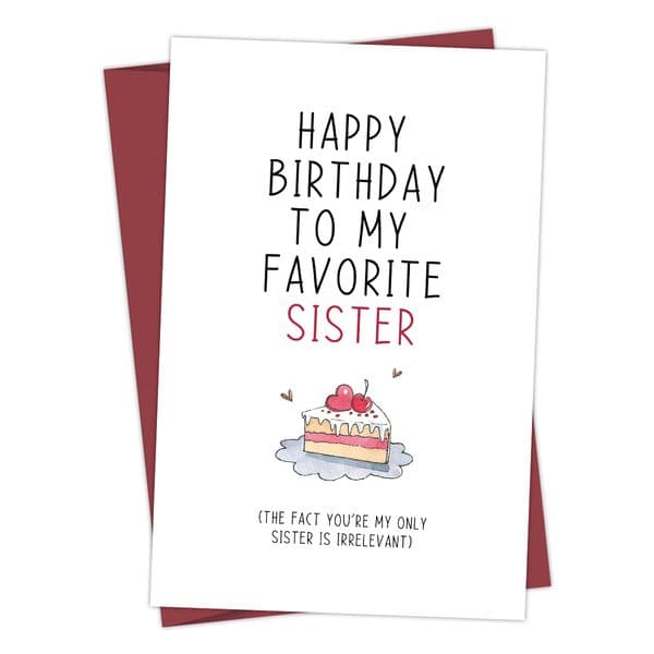 1PC Happy Birthday To My Favorite Sister Card,Funny And Creative Greeting Birthday Card For Sister,Valentine's Day Wishing Card