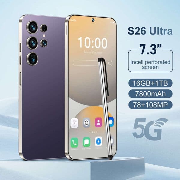 i15 i16 5G New S26 Ultra 16+1T Real 4G Android 7.3 Large Screen Smart Phone Hot Sale