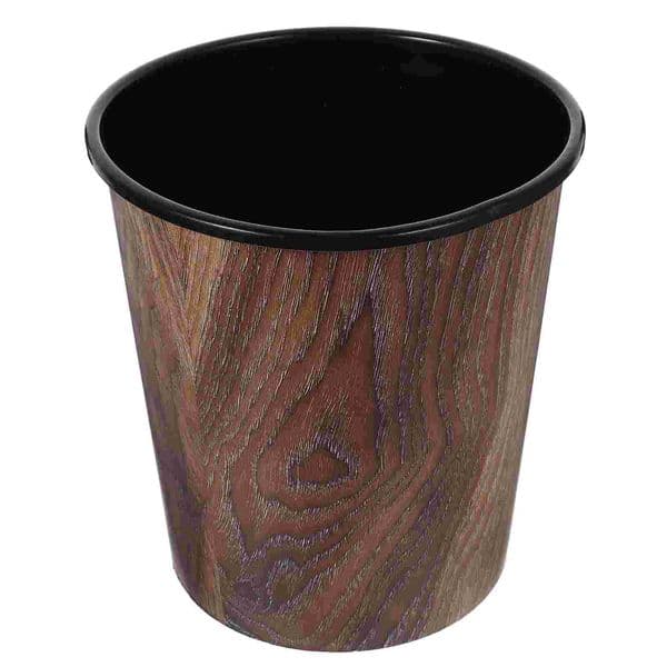 1Pc Wood Grain Trash Can For Kitchen Bathroom Office Waste Basket Garbage Container Plastic Household Storage Can Modern Style