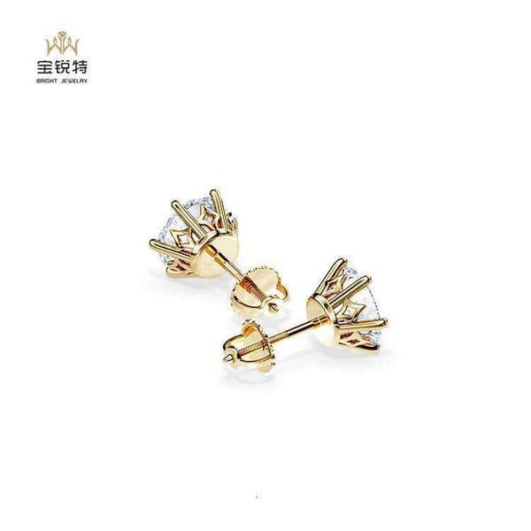 14k Gold Custom Earrings Stud VVS Lab Round Dia Earring for Women