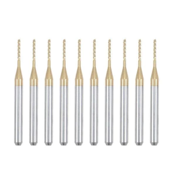 10pcs Drill Bit Set 1mm Coat Carbide End Mill Engraving CNC Router Bits 1/8" Shank Engrave Tools