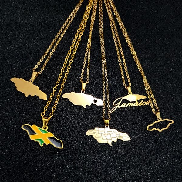 Jamaica Map Pendants Necklaces for Women Men Jamaicans Party Engagement Anniversary Stainless Steel Jewelry Accessories Gifts